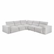 Pemberly Row Microfiber 5-Piece Modular Power Reclining Sectional in Light Gray