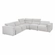 Pemberly Row Microfiber 5-Piece Modular Power Reclining Sectional in Light Gray