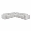 Pemberly Row Microfiber 5-Piece Modular Power Reclining Sectional in Light Gray
