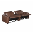 Pemberly Row Top Grain Leather Power Reclining Loveseat Console Wireless - Brown