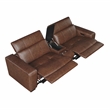 Pemberly Row Top Grain Leather Power Reclining Loveseat Console Wireless - Brown