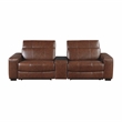 Pemberly Row Top Grain Leather Power Reclining Loveseat Console Wireless - Brown
