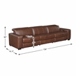 Pemberly Row Top Grain Leather Power Reclining Sofa Wall Hugger USB in Brown