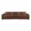 Pemberly Row Top Grain Leather Power Reclining Sofa Wall Hugger USB in Brown