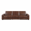 Pemberly Row Top Grain Leather Power Reclining Sofa Wall Hugger USB in Brown