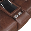 Pemberly Row Top Grain Leather 6-Piece Modular Power Sectional USB in Brown