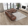 Pemberly Row Top Grain Leather 6-Piece Modular Power Sectional USB in Brown
