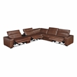 Pemberly Row Top Grain Leather 6-Piece Modular Power Sectional USB in Brown