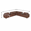 Pemberly Row Top Grain Leather 7-Piece Modular Power Sectional USB in Brown