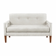 Pemberly Row Chenille Loveseat with Reversible Cushions Walnut Legs in Beige