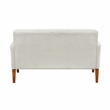 Pemberly Row Chenille Loveseat with Reversible Cushions Walnut Legs in Beige