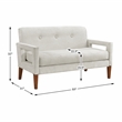 Pemberly Row Chenille Loveseat with Reversible Cushions Walnut Legs in Beige