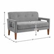 Pemberly Row Chenille Loveseat with Reversible Cushions Walnut Legs in Gray