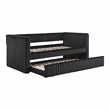 Pemberly Row Corduroy Daybed with Pull-Out Trundle 300 lbs Each in Black