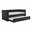 Pemberly Row Corduroy Daybed with Pull-Out Trundle 300 lbs Each in Black