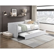 Pemberly Row Corduroy Daybed with Pull-Out Trundle 300 lbs Each in Gray