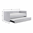 Pemberly Row Corduroy Daybed with Pull-Out Trundle 300 lbs Each in Gray