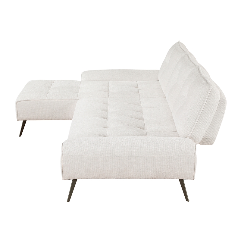Pemberly Row Chenille 2-Piece Sectional with Left Chaise Adjustable Back - Beige