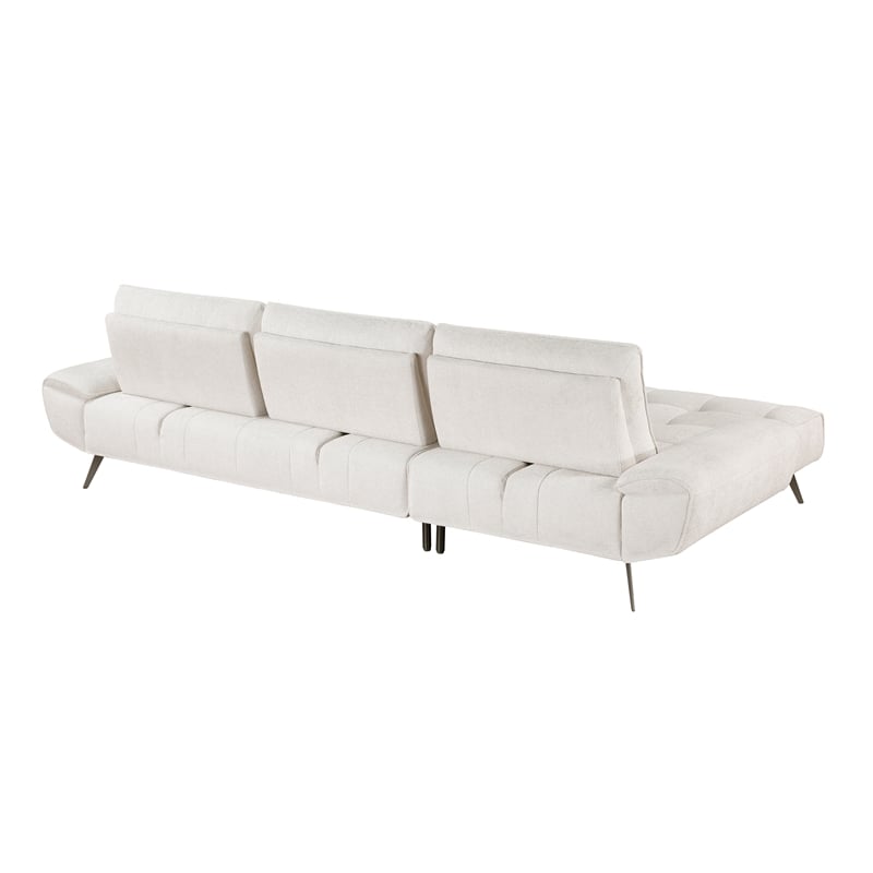 Pemberly Row Chenille 2-Piece Sectional with Left Chaise Adjustable Back - Beige