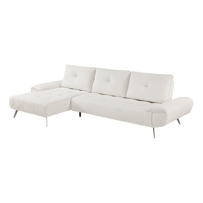 Pemberly Row Chenille 2-Piece Sectional with Left Chaise Adjustable Back - Beige