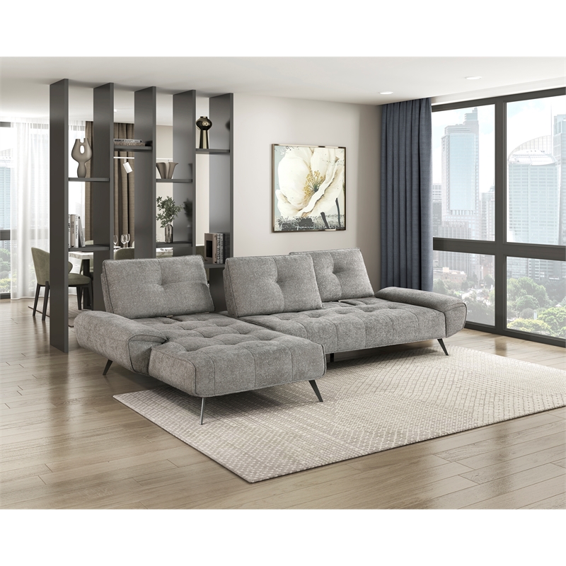 Pemberly Row 2-Piece Sectional with Left Chaise Adjustable Back in Dove Gray
