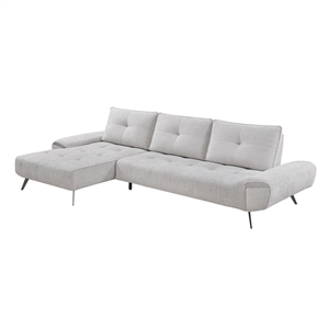 Pemberly Row Chenille 2-Piece Sectional Left Chaise Adjustable Back - Light Gray