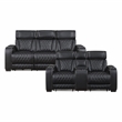 Pemberly Row Faux Leather Power Reclining Loveseat with LED and USB in Black
