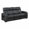 Pemberly Row Faux Leather Power Reclining Loveseat with LED and USB in Black