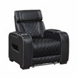 Pemberly Row Faux Leather Power Reclining Sofa with LED USB Wireless in Black