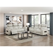 Pemberly Row Faux Leather Power Reclining Loveseat with LED and USB in Taupe