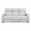 Pemberly Row Faux Leather Power Reclining Loveseat with LED and USB in Taupe