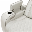 Pemberly Row Faux Leather Power Reclining Sofa LED USB Wireless in Taupe