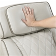 Pemberly Row Faux Leather Power Reclining Sofa LED USB Wireless in Taupe