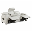 Pemberly Row Faux Leather Power Reclining Sofa LED USB Wireless in Taupe