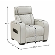 Pemberly Row Faux Leather Power Reclining Sofa LED USB Wireless in Taupe