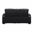 Pemberly Row Faux Leather Power Reclining Loveseat LED USB Console in Black