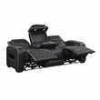 Pemberly Row Faux Leather Power Reclining Sofa LED Wireless USB in Black