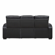Pemberly Row Faux Leather Power Reclining Sofa LED Wireless USB in Black