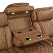 Pemberly Row Faux Leather Power Reclining Sofa LED Wireless USB in Brown