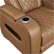 Pemberly Row Faux Leather Power Reclining Sofa LED Wireless USB in Brown