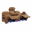 Pemberly Row Faux Leather Power Reclining Sofa LED Wireless USB in Brown