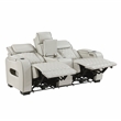 Pemberly Row Faux Leather Power Reclining Loveseat LED USB Console in Taupe