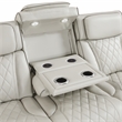 Pemberly Row Faux Leather Power Reclining Sofa LED Wireless USB in Taupe