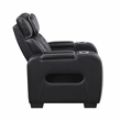 Pemberly Row Faux Leather Power Recliner with LED USB Storage Arms in Black