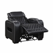 Pemberly Row Faux Leather Power Recliner with LED USB Storage Arms in Black