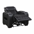Pemberly Row Faux Leather Power Recliner with LED USB Storage Arms in Black