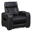 Pemberly Row Faux Leather Power Recliner with LED USB Storage Arms in Black