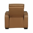 Pemberly Row Faux Leather Power Recliner with LED USB Storage Arms in Brown