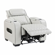 Pemberly Row Faux Leather Power Recliner with LED USB Storage Arms in Taupe