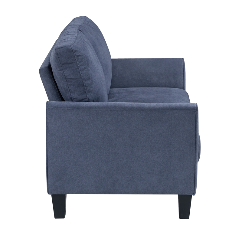 Pemberly Row Textured Fabric Loveseat with Flared Arms in Blue